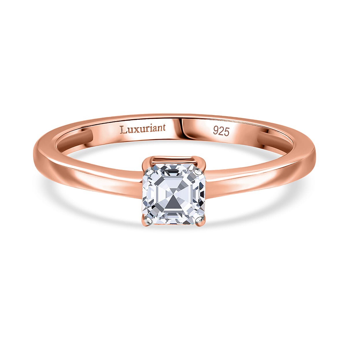 Luxuriant Asscher Cut Lab Grown Diamond Solitaire Ring in Vermeil Rose Gold Plated Sterling Silver 0.50 Ct. 8133201 0