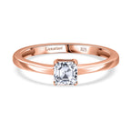Luxuriant Diamond Asscher Cut Lab Grown Diamond Solitaire Ring in Vermeil Rose Gold Plated Sterling Silver