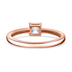 Luxuriant Diamond Asscher Cut Lab Grown Diamond Solitaire Ring in Vermeil Rose Gold Plated Sterling Silver