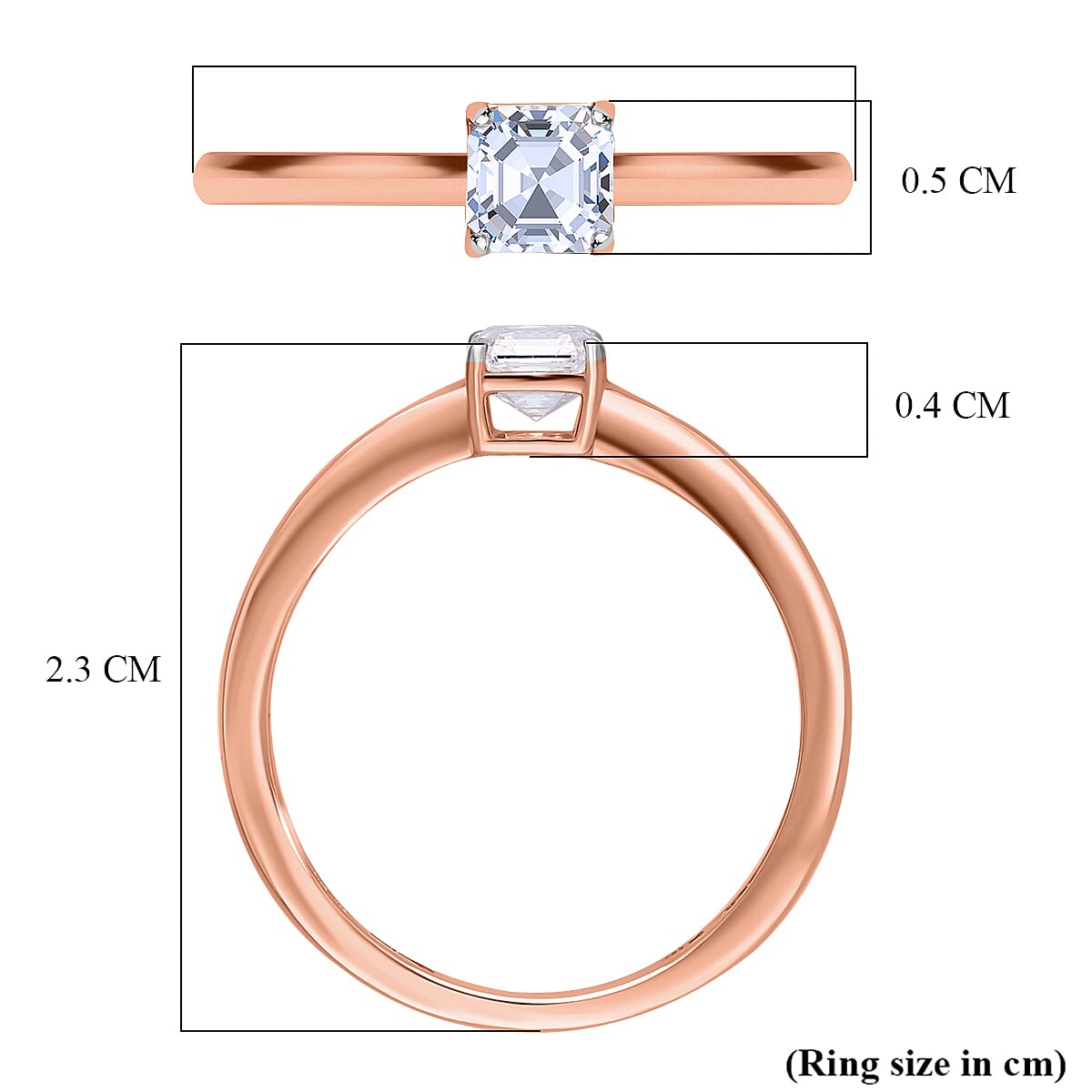 Luxuriant Asscher Cut Lab Grown Diamond Solitaire Ring in Vermeil Rose Gold Plated Sterling Silver 0.50 Ct. 8133201 5