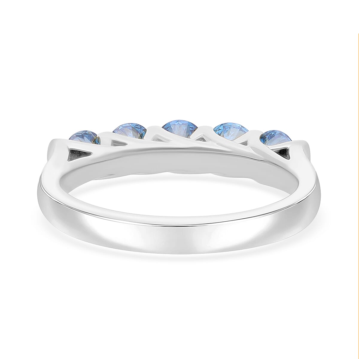 LUXURIANT Lab Grown Blue Diamond (VS SI) Ring in Platinum Overlay Sterling Silver 1 Ct. 7999547 4