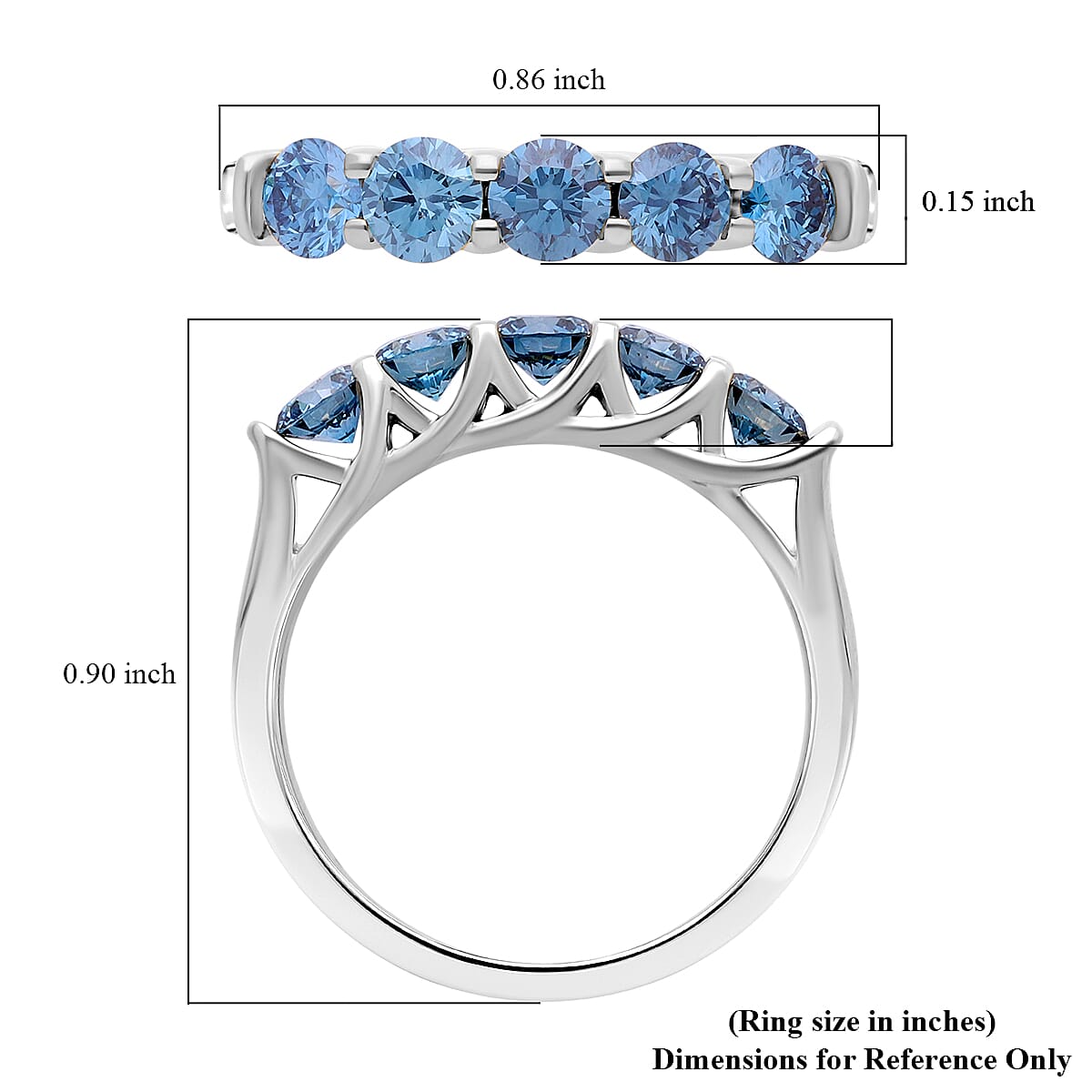LUXURIANT Lab Grown Blue Diamond (VS SI) Ring in Platinum Overlay Sterling Silver 1 Ct. 7999547 5