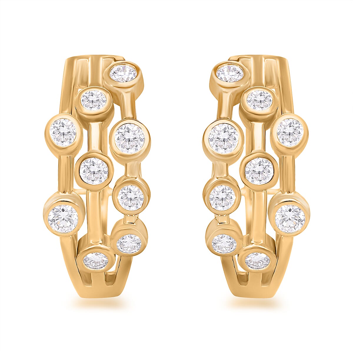 LUXURIANT Lab Grown Diamond Bubble Dangle Earrings in Vermeil Yellow Gold Plated Sterling Silver 0.93 Ct. 7772575 0