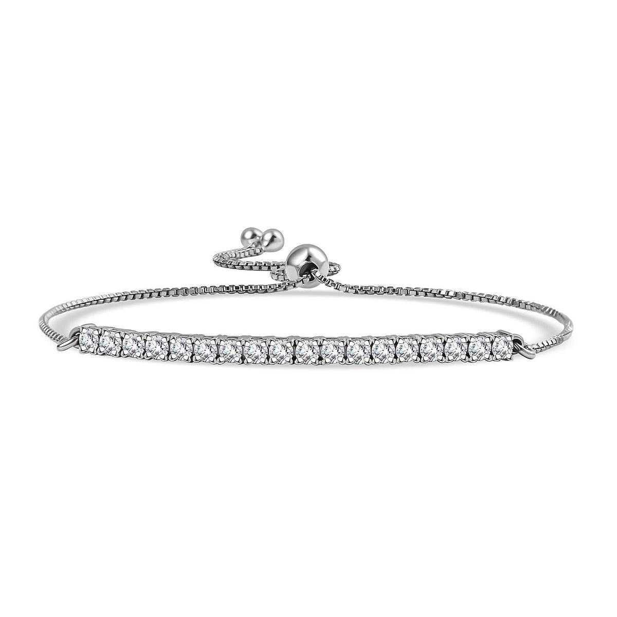 Luxuriant Diamond Lab Grown Diamond (SI-G-H) Adjustable Bracelet (Size - 8) in Rhodium Overlay Sterling Silver 1.01 Ct. 8061889 0