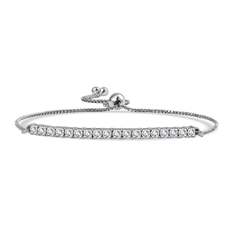 Luxuriant Diamond Lab Grown Diamond (SI-G-H) Adjustable Bracelet (Size - 8) in Rhodium Overlay Sterling Silver 1.01 Ct.