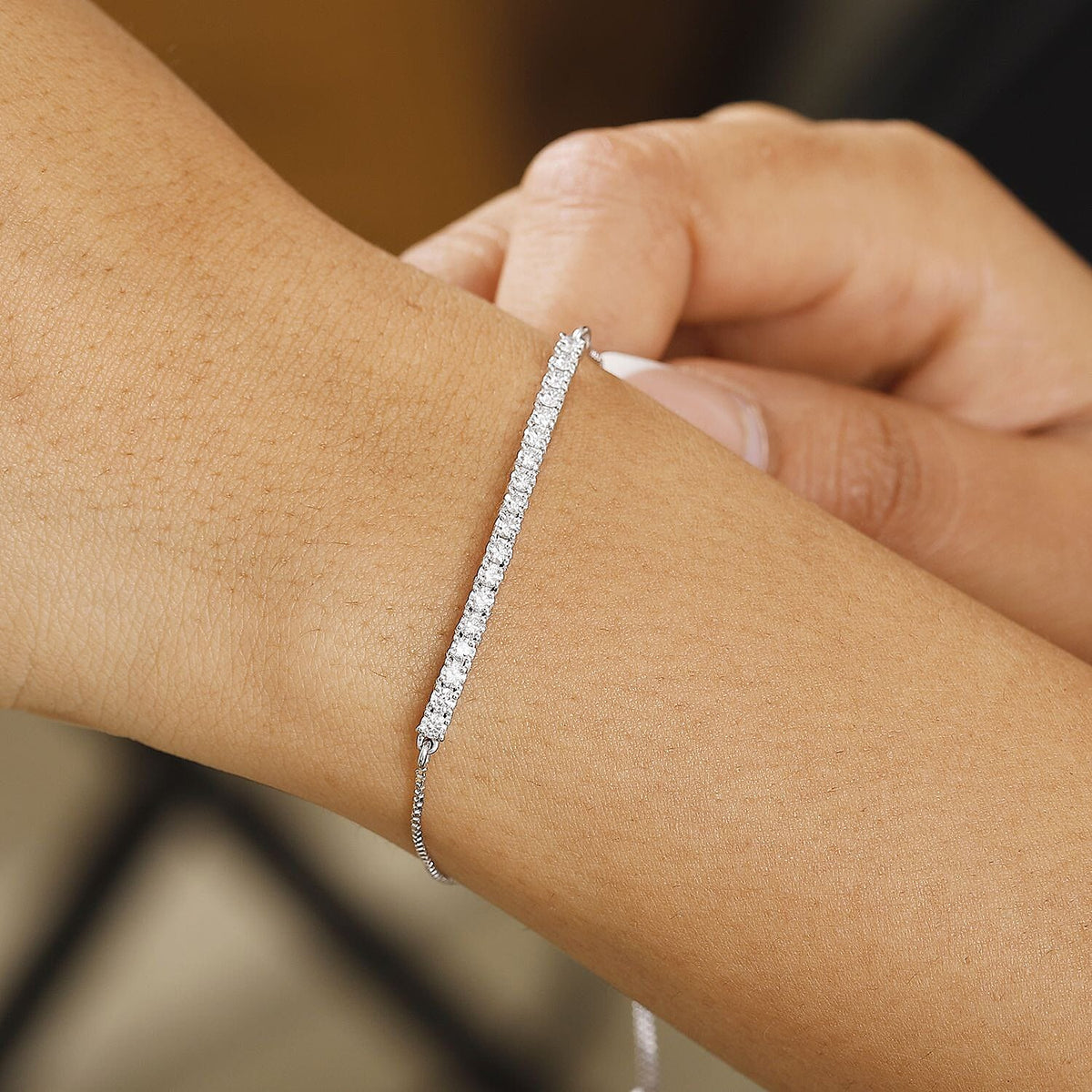 Luxuriant Diamond Lab Grown Diamond (SI-G-H) Adjustable Bracelet (Size - 8) in Rhodium Overlay Sterling Silver 1.01 Ct. 8061889 3