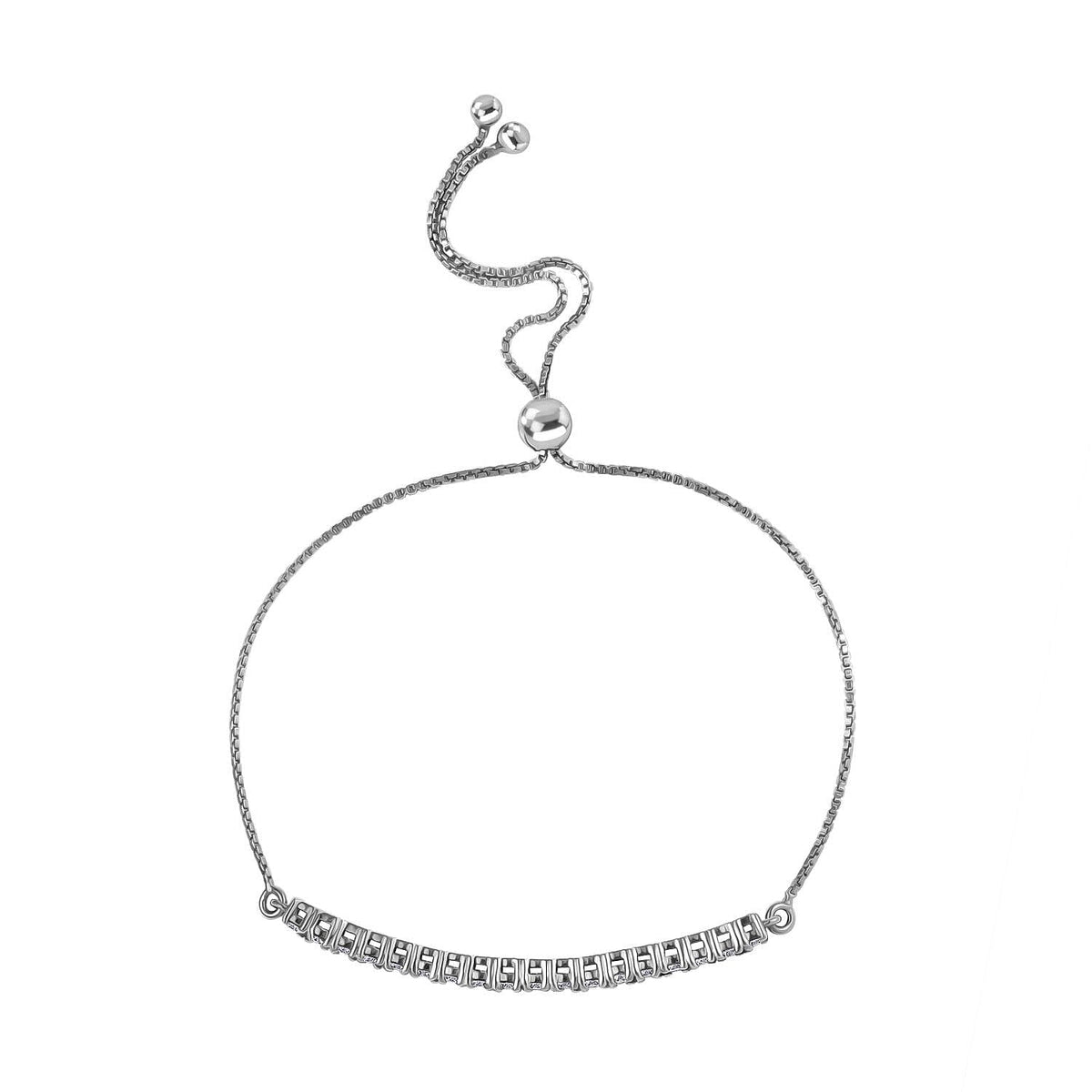 Luxuriant Diamond Lab Grown Diamond (SI-G-H) Adjustable Bracelet (Size - 8) in Rhodium Overlay Sterling Silver 1.01 Ct. 8061889 4