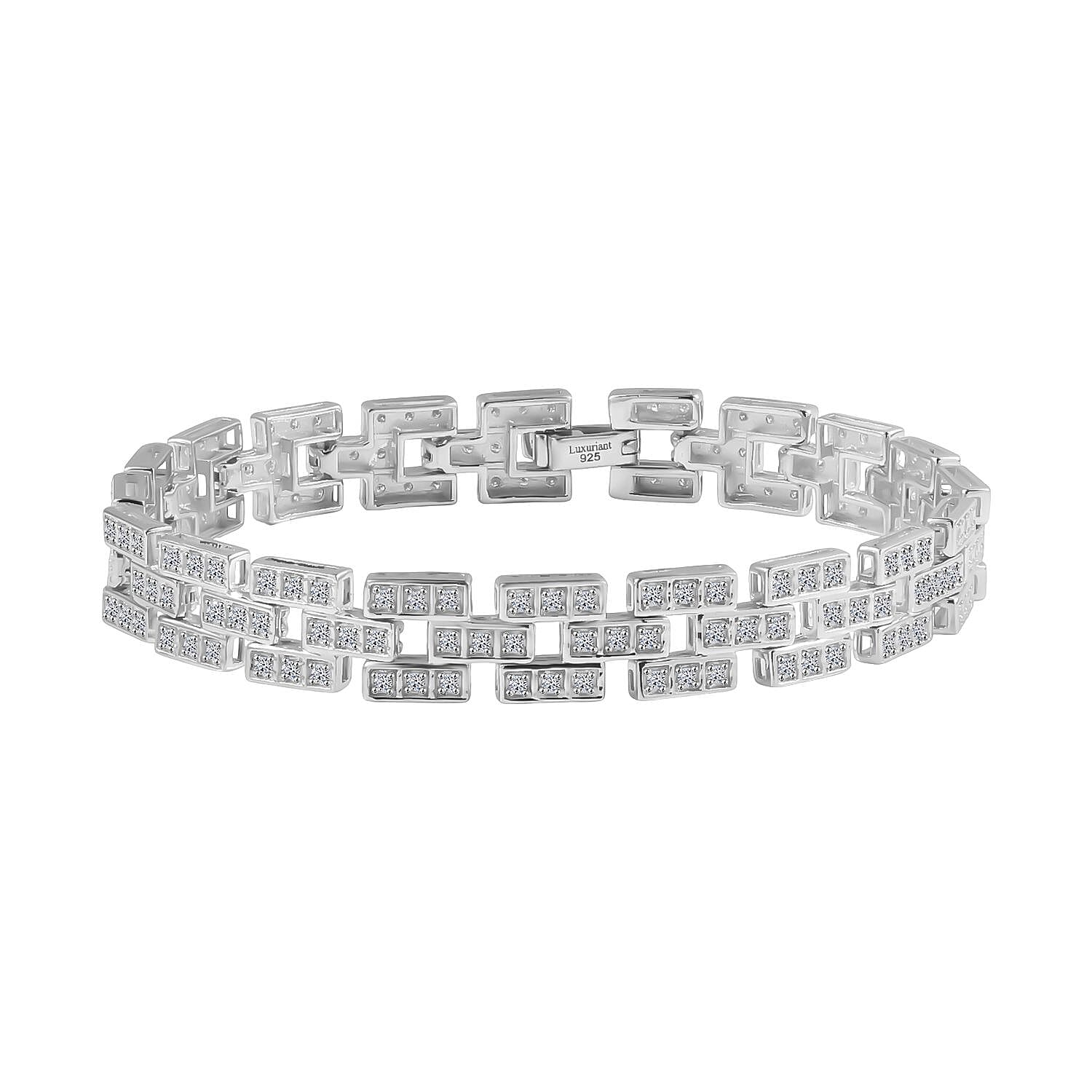 LUXURIANT 2 Ct. Lab Grown Diamond Bracelet (Size 7.5) in Rhodium Overlay Sterling Silver (SI/GH) 8105389 0