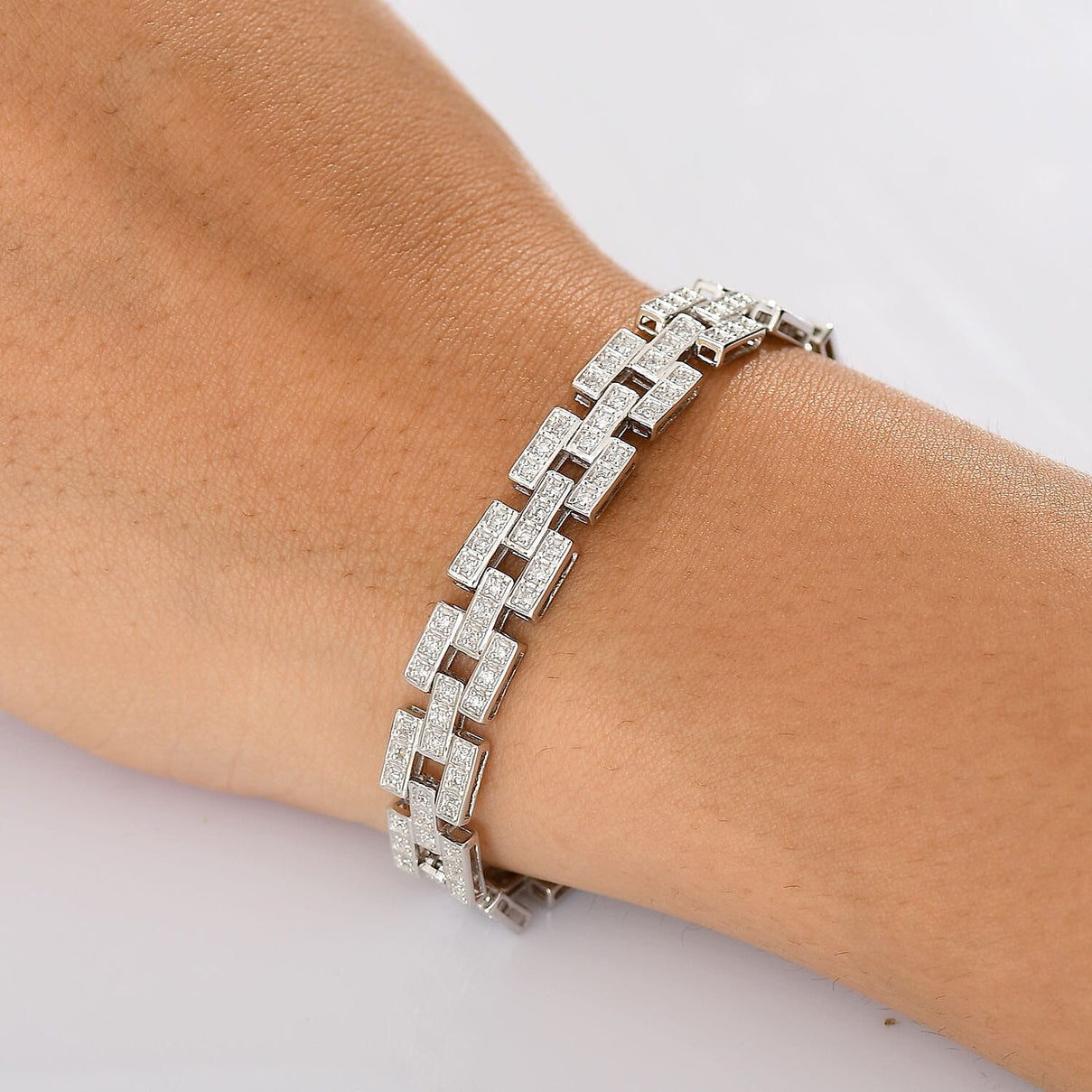 LUXURIANT 2 Ct. Lab Grown Diamond Bracelet (Size 7.5) in Rhodium Overlay Sterling Silver (SI/GH) 8105389 3