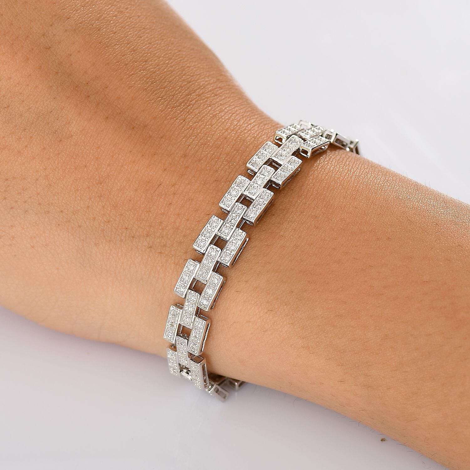 LUXURIANT 2 Ct. Lab Grown Diamond Bracelet (Size 7.5) in Rhodium Overlay Sterling Silver (SI/GH) 8105389 3