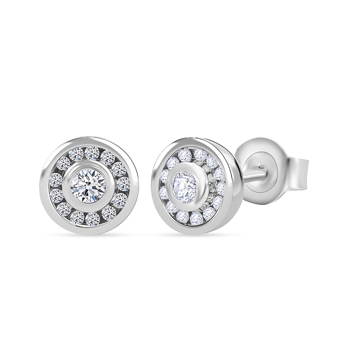 LUXURIANT Lab Grown Diamond Earring with Push Back in Platinum Overlay Sterling Silver 0.27 Ct. 8040450 0