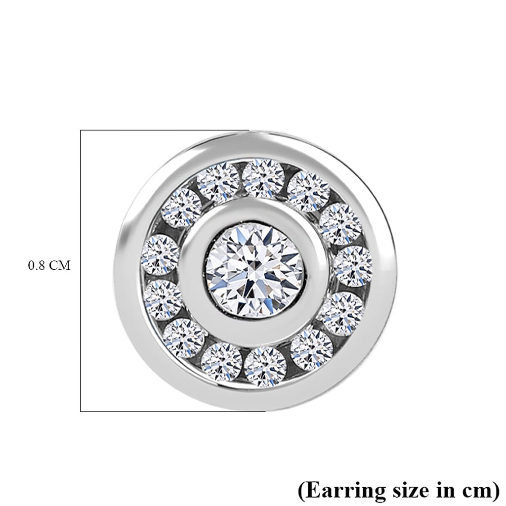 Luxuriant Diamond Lab Grown Diamond Earring with Push Back in Platinum Overlay Sterling Silver