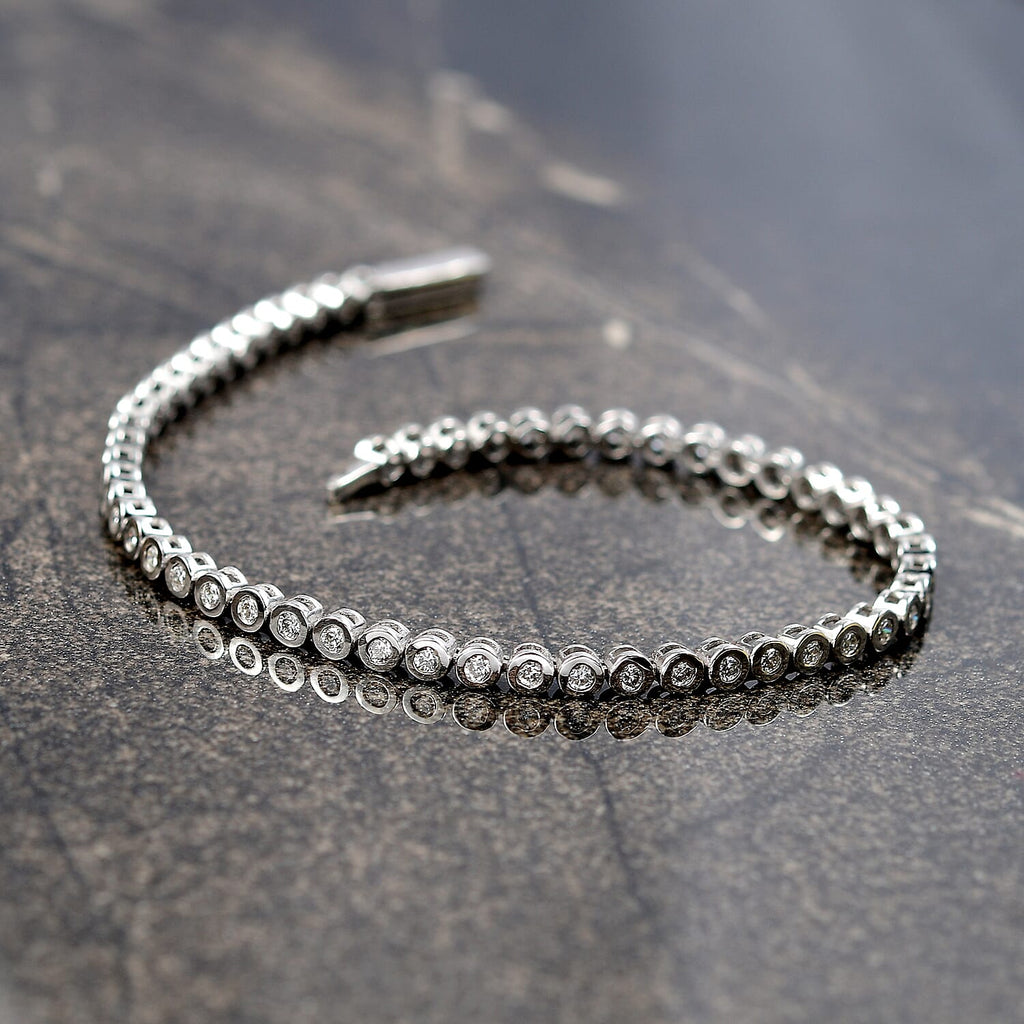Luxuriant Diamond Lab Grown Diamond (SI-GH) Bracelet (Size - 7.5) with GB Lock Box in Rhodium Overlay Sterling Silver 1.59 Ct, Silver Wt.6.20 Gms.