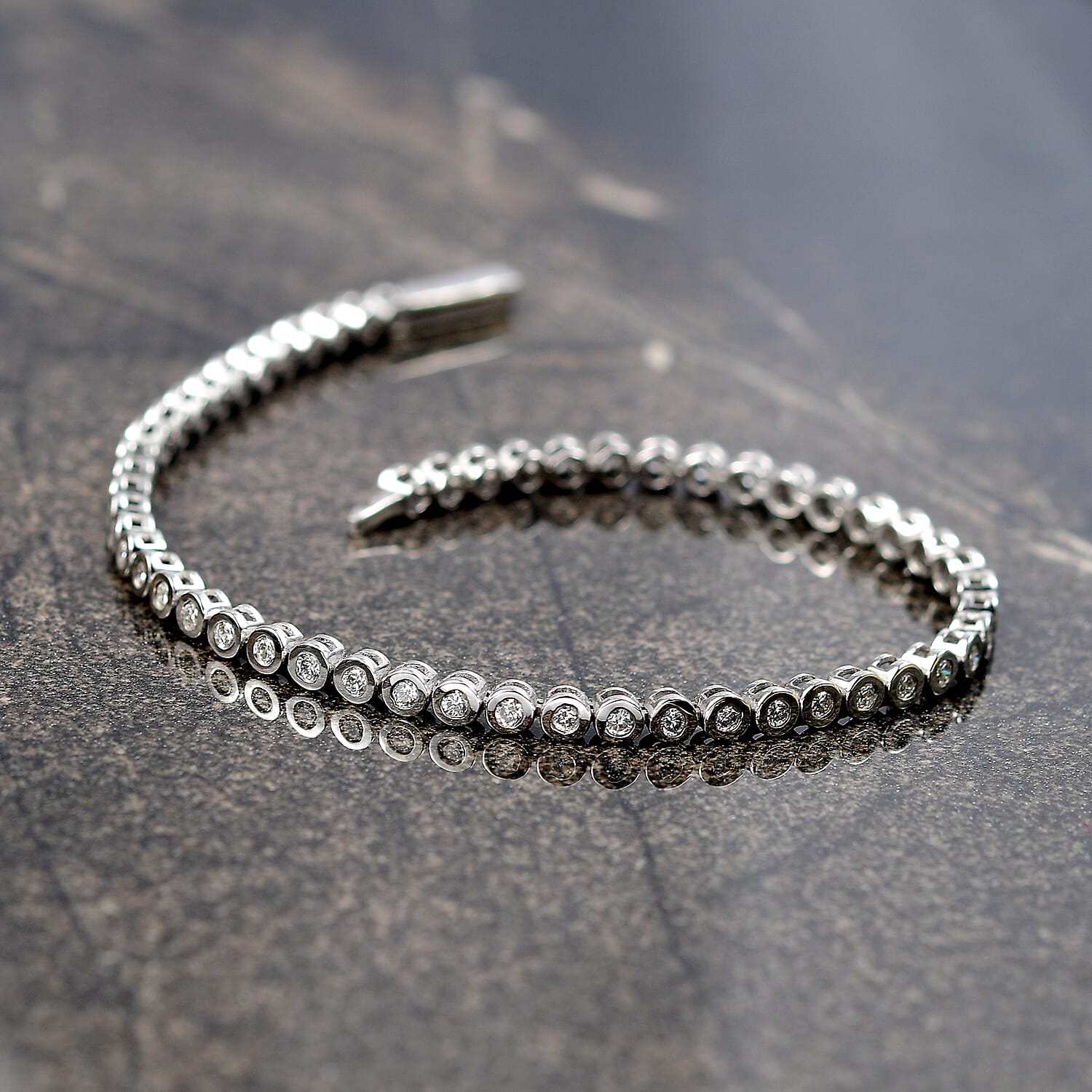 Luxuriant Diamond Lab Grown Diamond (SI-GH) Bracelet (Size - 7.5) with GB Lock Box in Rhodium Overlay Sterling Silver 1.59 Ct, Silver Wt.6.20 Gms. 8165019 2