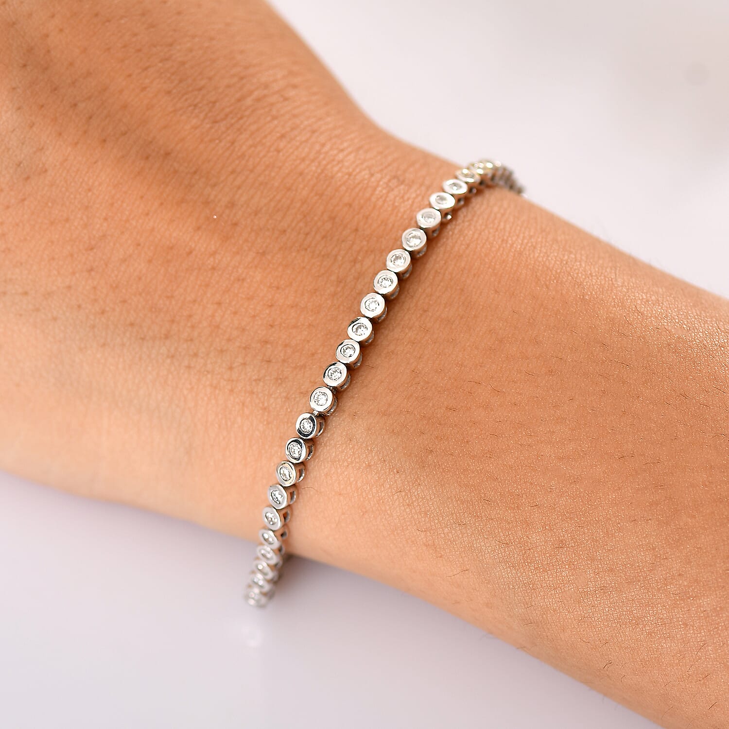Luxuriant Diamond Lab Grown Diamond (SI-GH) Bracelet (Size - 7.5) with GB Lock Box in Rhodium Overlay Sterling Silver 1.59 Ct, Silver Wt.6.20 Gms. 8165019 3