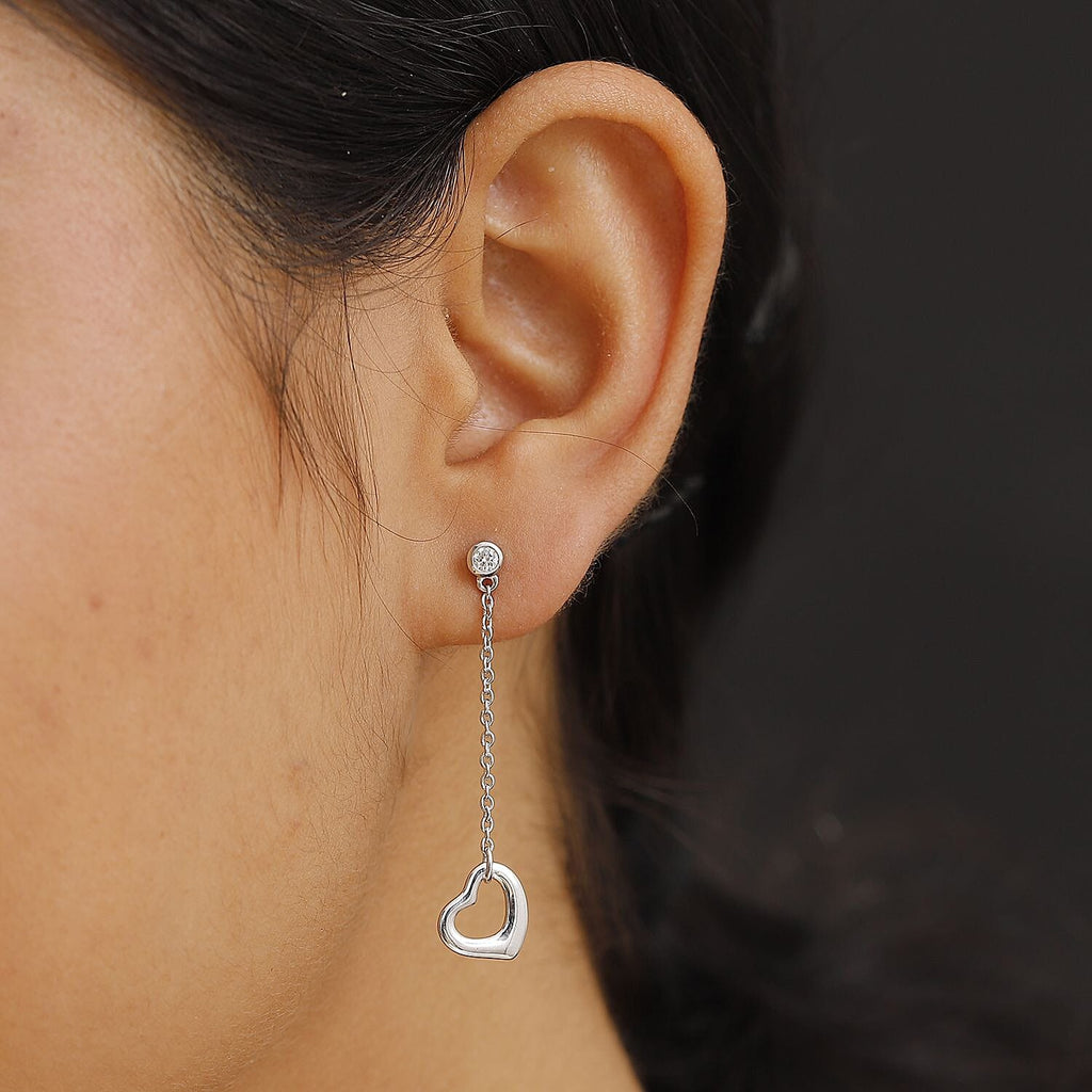 Luxuriant Diamond  Lab Grown Diamond  Fancy Earring in Rhodium Overlay Sterling Silver 0.15 ct  0.150  Ct.