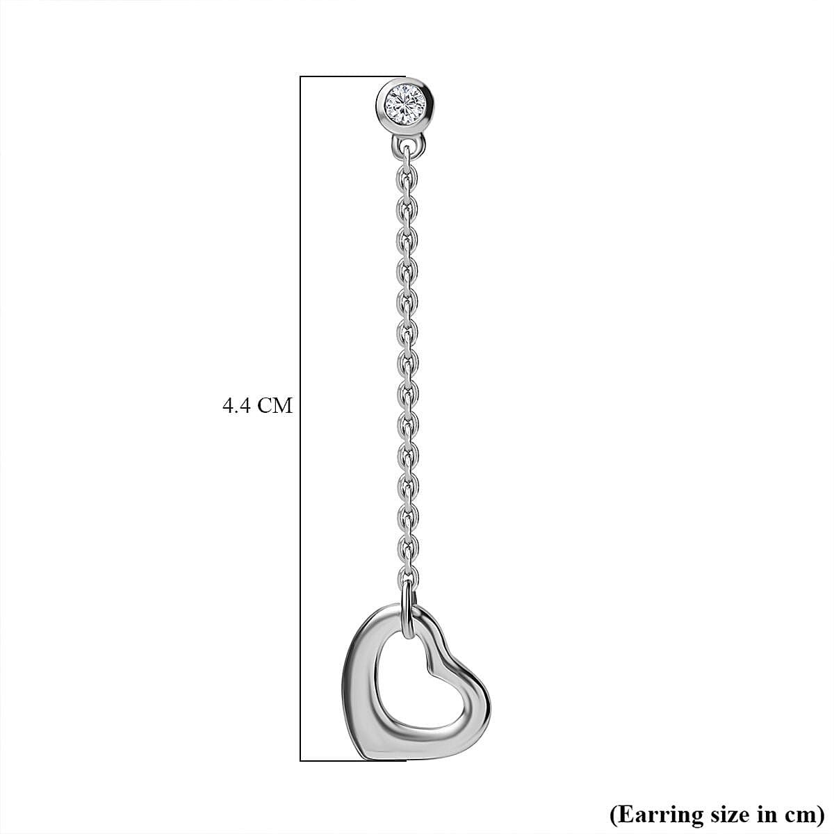 LUXURIANT Lab Grown Diamond (SI G/H) Drop Heart Earring with Push Back in Rhodium Overlay Sterling Silver 8060315 6