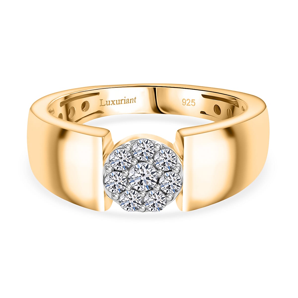LUXURIANT Lab Grown Diamond (SI G/H) Cluster Ring in 18K Vermeil Yellow Gold Plated Sterling Silver 8161131 0