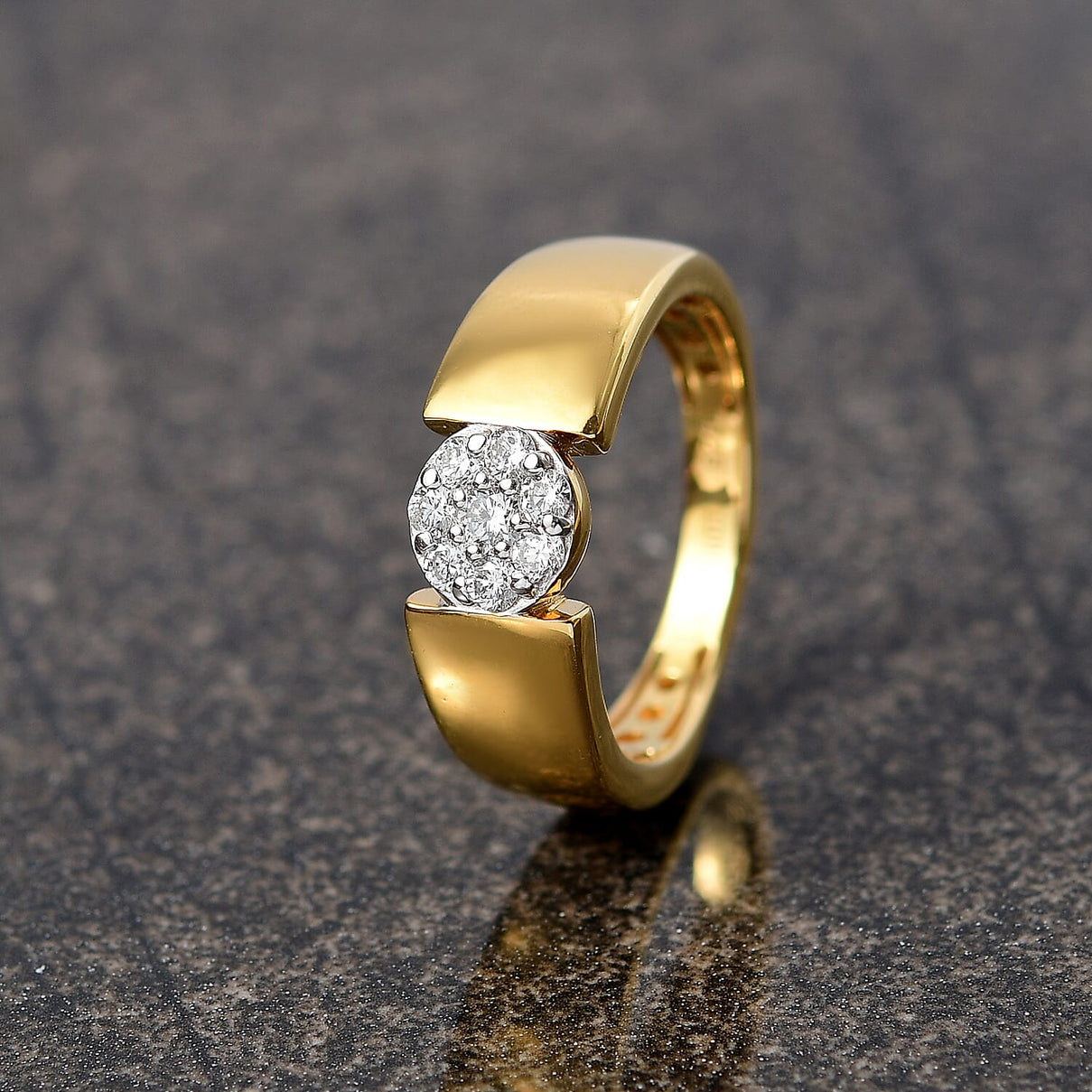 LUXURIANT Lab Grown Diamond (SI G/H) Cluster Ring in 18K Vermeil Yellow Gold Plated Sterling Silver 8161131 2
