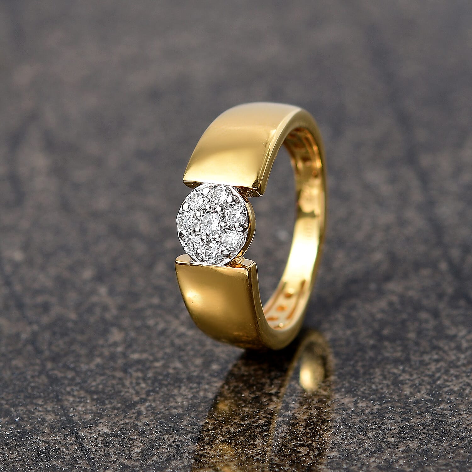 LUXURIANT Lab Grown Diamond (SI G/H) Cluster Ring in 18K Vermeil Yellow Gold Plated Sterling Silver 8161131 2