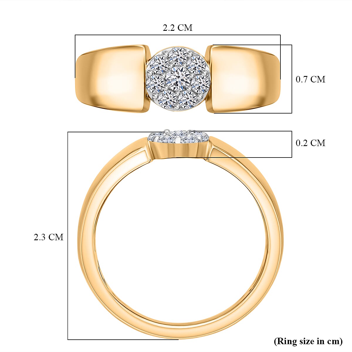 LUXURIANT Lab Grown Diamond (SI G/H) Cluster Ring in 18K Vermeil Yellow Gold Plated Sterling Silver 8161131 6