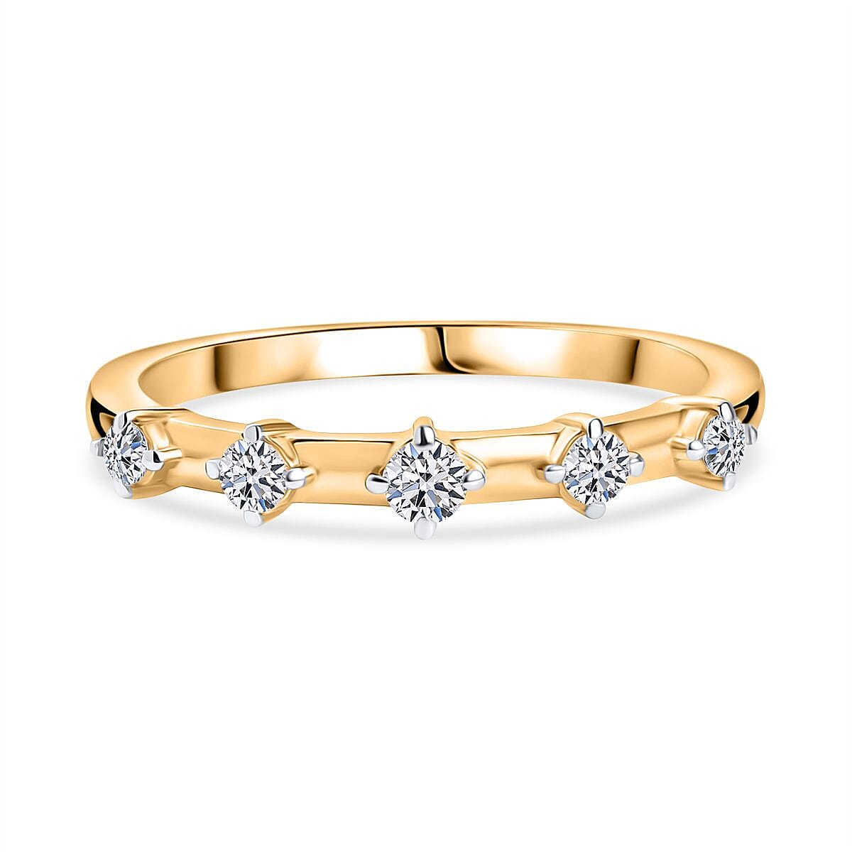 LUXURIANT Lab Grown Diamond 5-Stone Ring in 18K Vermeil Yellow Gold Over Sterling Silver (SI-GH) 8181071 0