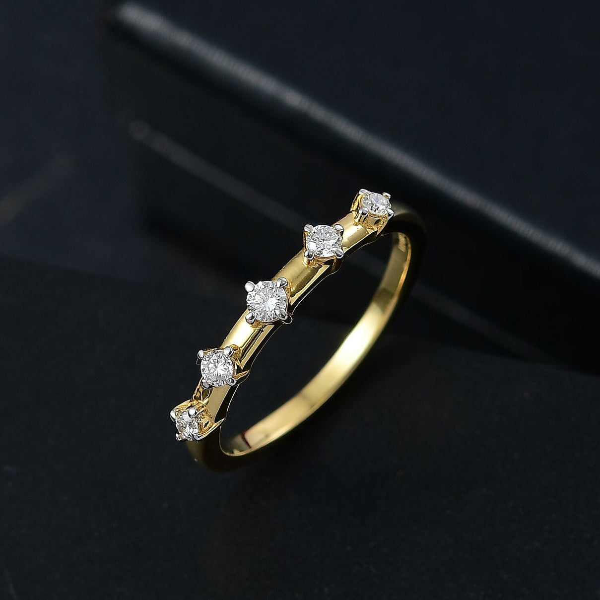 LUXURIANT Lab Grown Diamond 5-Stone Ring in 18K Vermeil Yellow Gold Over Sterling Silver (SI-GH) 8181071 2