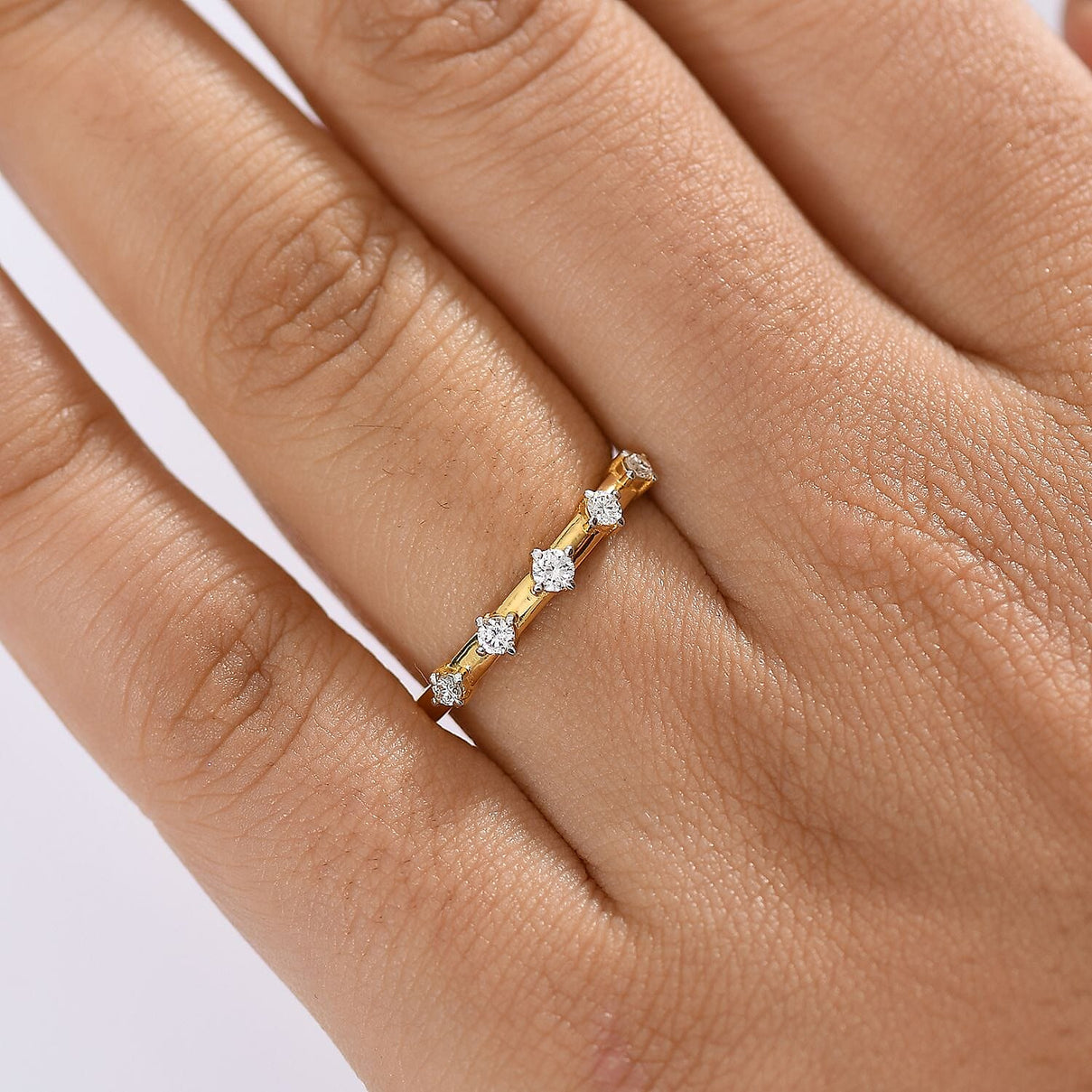 LUXURIANT Lab Grown Diamond 5-Stone Ring in 18K Vermeil Yellow Gold Over Sterling Silver (SI-GH) 8181071 3
