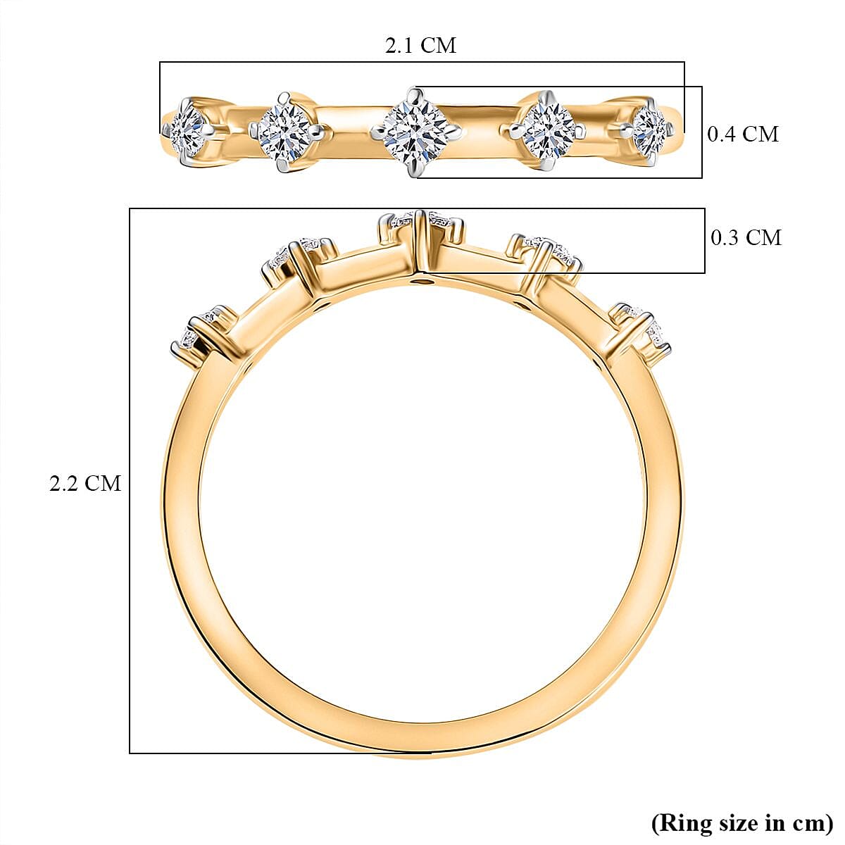LUXURIANT Lab Grown Diamond 5-Stone Ring in 18K Vermeil Yellow Gold Over Sterling Silver (SI-GH) 8181071 6