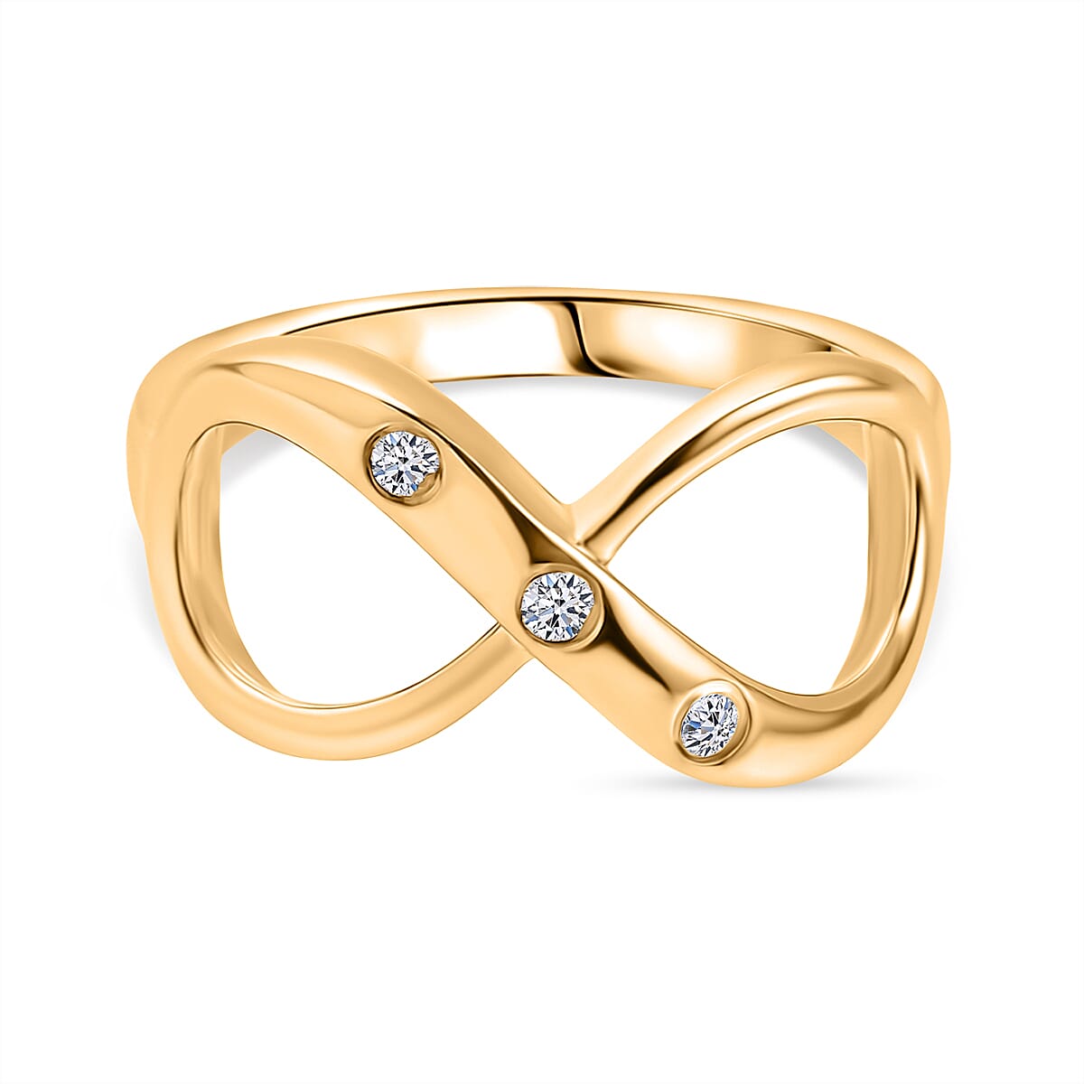 LUXURIANT Lab Grown Diamond Infinity Ring in 18K Vermeil Yellow Gold Sterling Silver V32627380 0