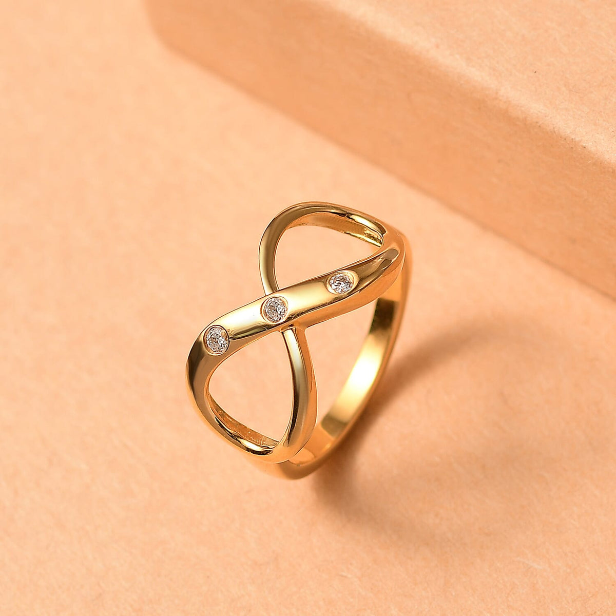 LUXURIANT Lab Grown Diamond Infinity Ring in 18K Vermeil Yellow Gold Sterling Silver V32627380 2