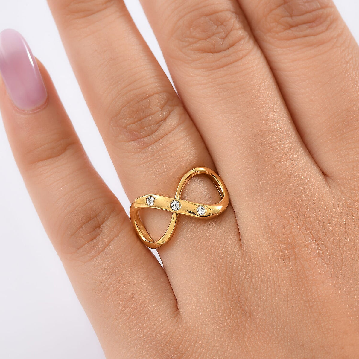 LUXURIANT Lab Grown Diamond Infinity Ring in 18K Vermeil Yellow Gold Sterling Silver V32627380 3