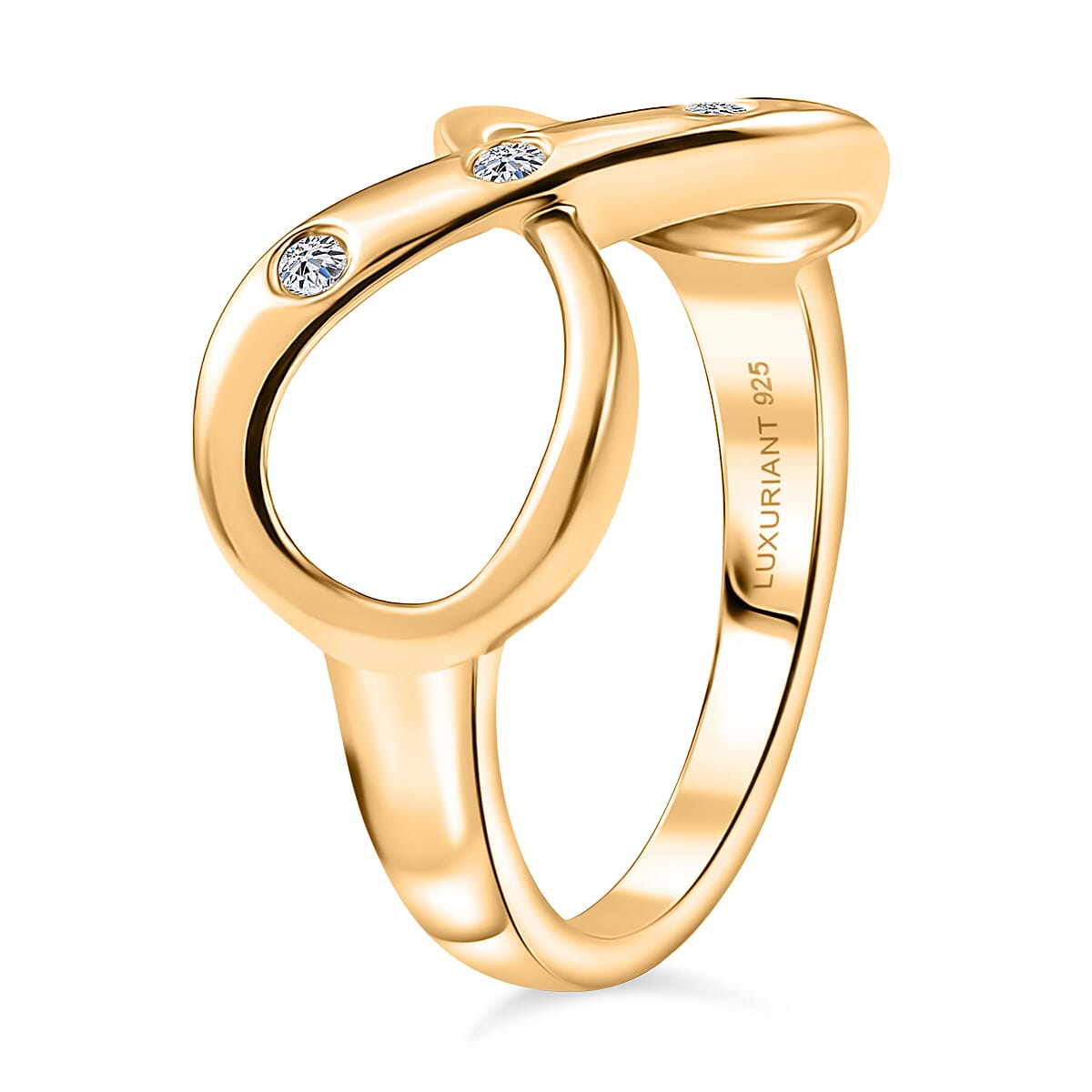 LUXURIANT Lab Grown Diamond Infinity Ring in 18K Vermeil Yellow Gold Sterling Silver V32627380 4