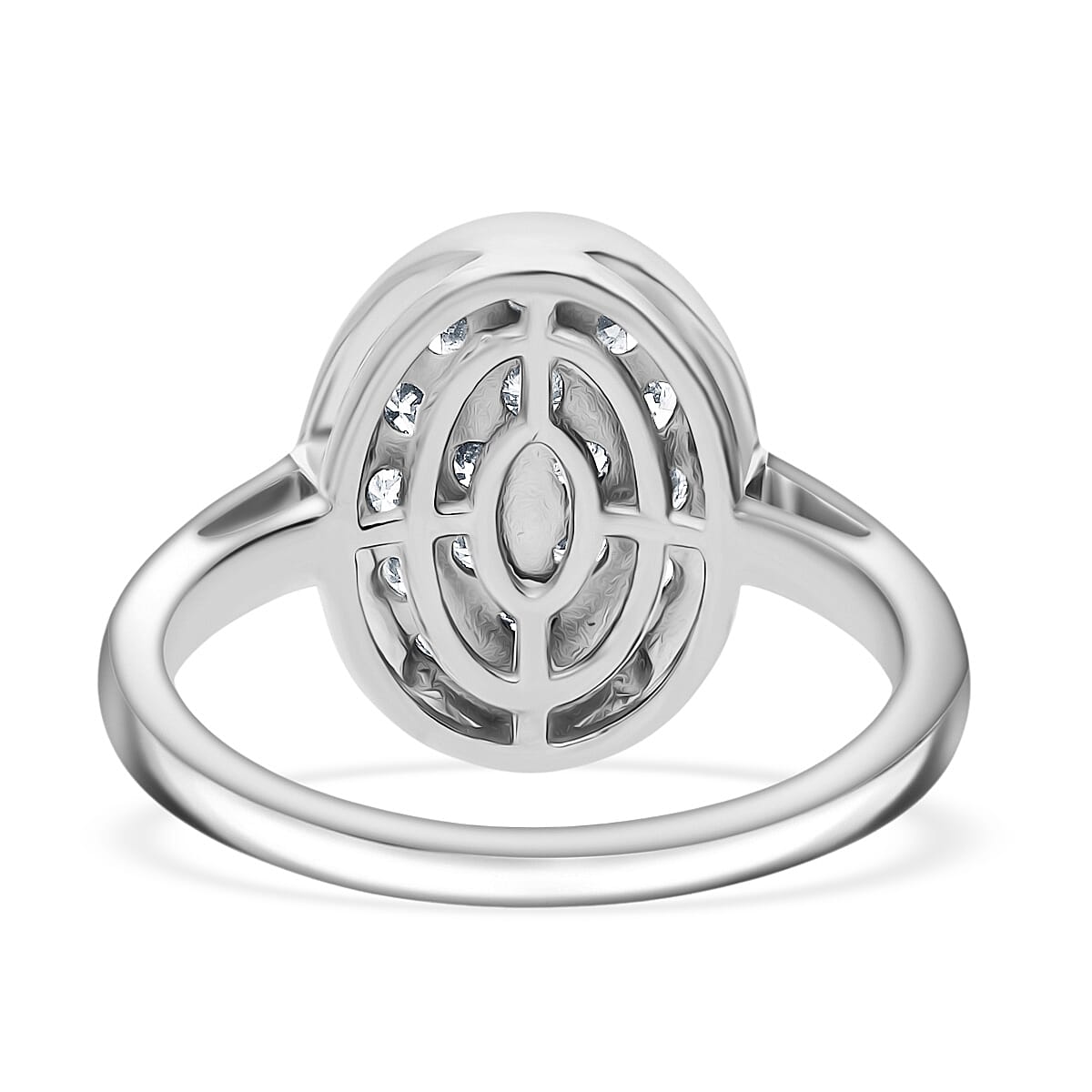 LUXURIANT 0.5 Ct. Lab Grown Diamond Cluster Ring in Platinum Overlay Sterling Silver SI/G-H V32570073 4