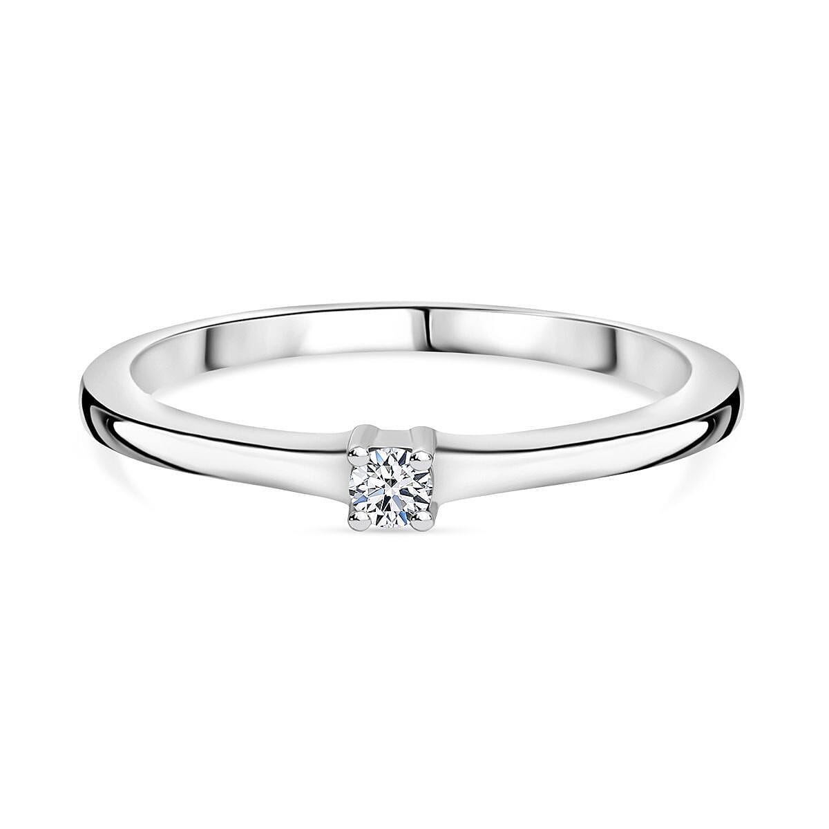 LUXURIANT Lab Grown Diamond Solitaire Ring in Rhodium Overlay Sterling Silver V32540293 0