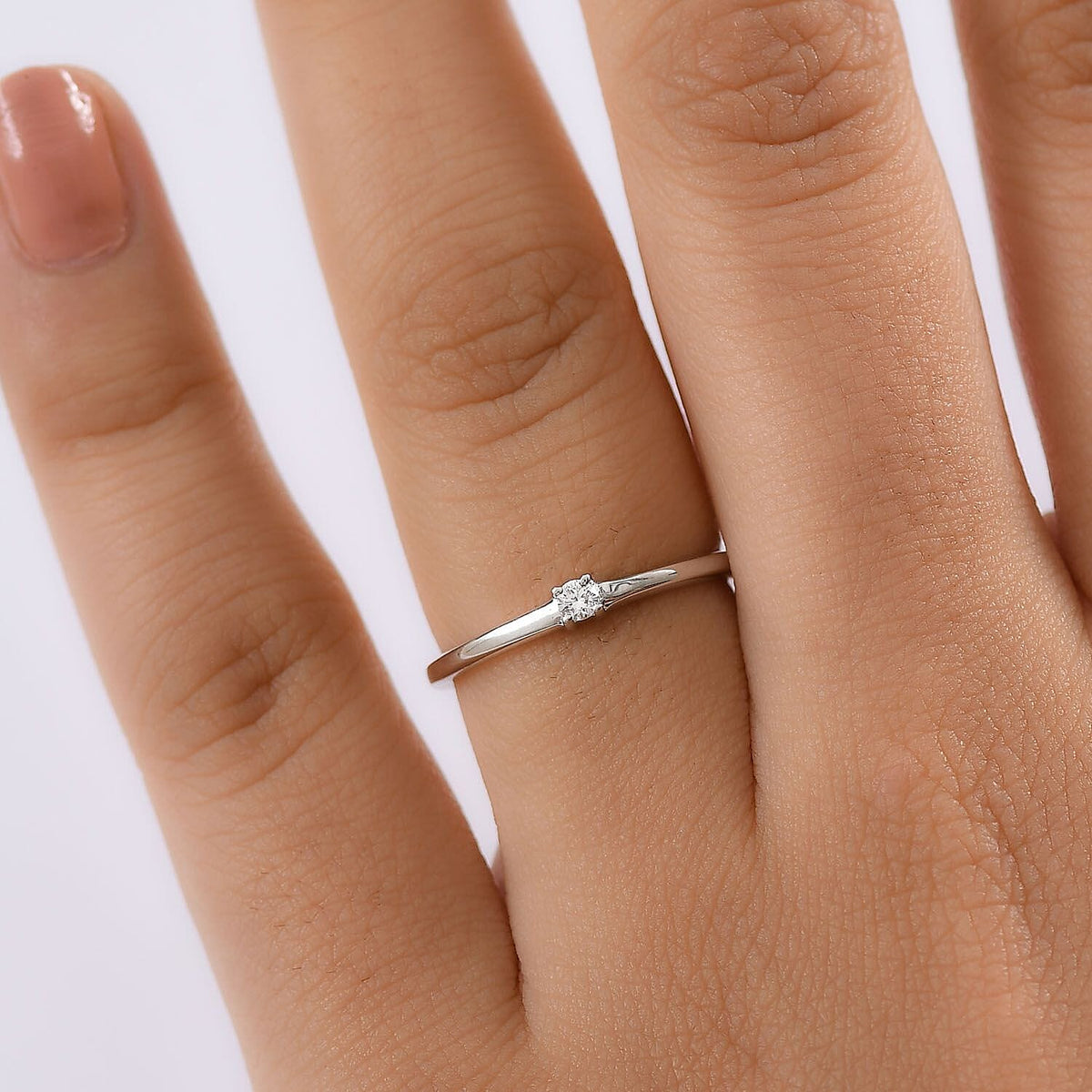 LUXURIANT Lab Grown Diamond Solitaire Ring in Rhodium Overlay Sterling Silver V32540293 3