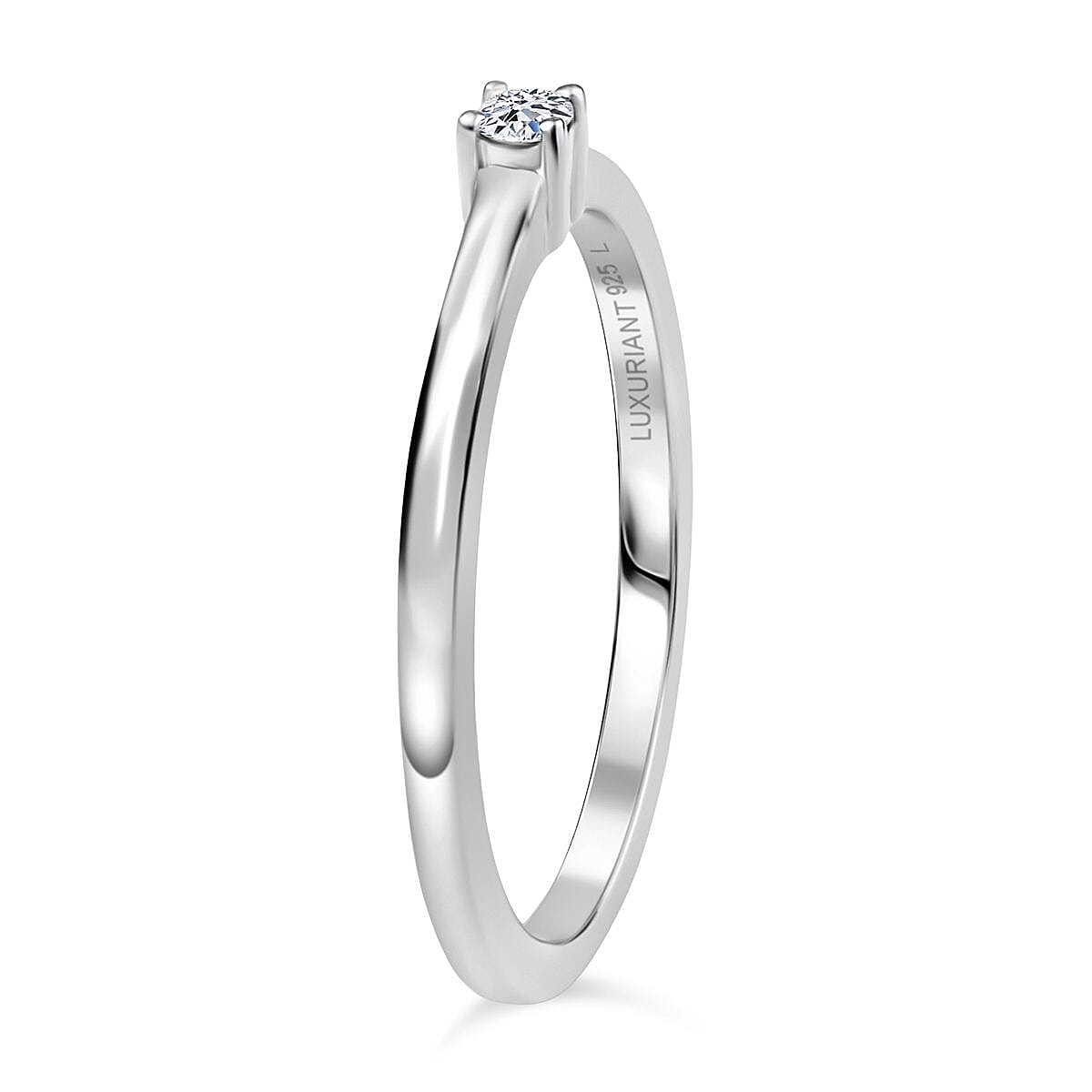 LUXURIANT Lab Grown Diamond Solitaire Ring in Rhodium Overlay Sterling Silver V32540293 4