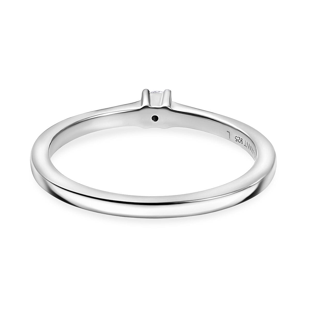 LUXURIANT Lab Grown Diamond Solitaire Ring in Rhodium Overlay Sterling Silver V32540293 5
