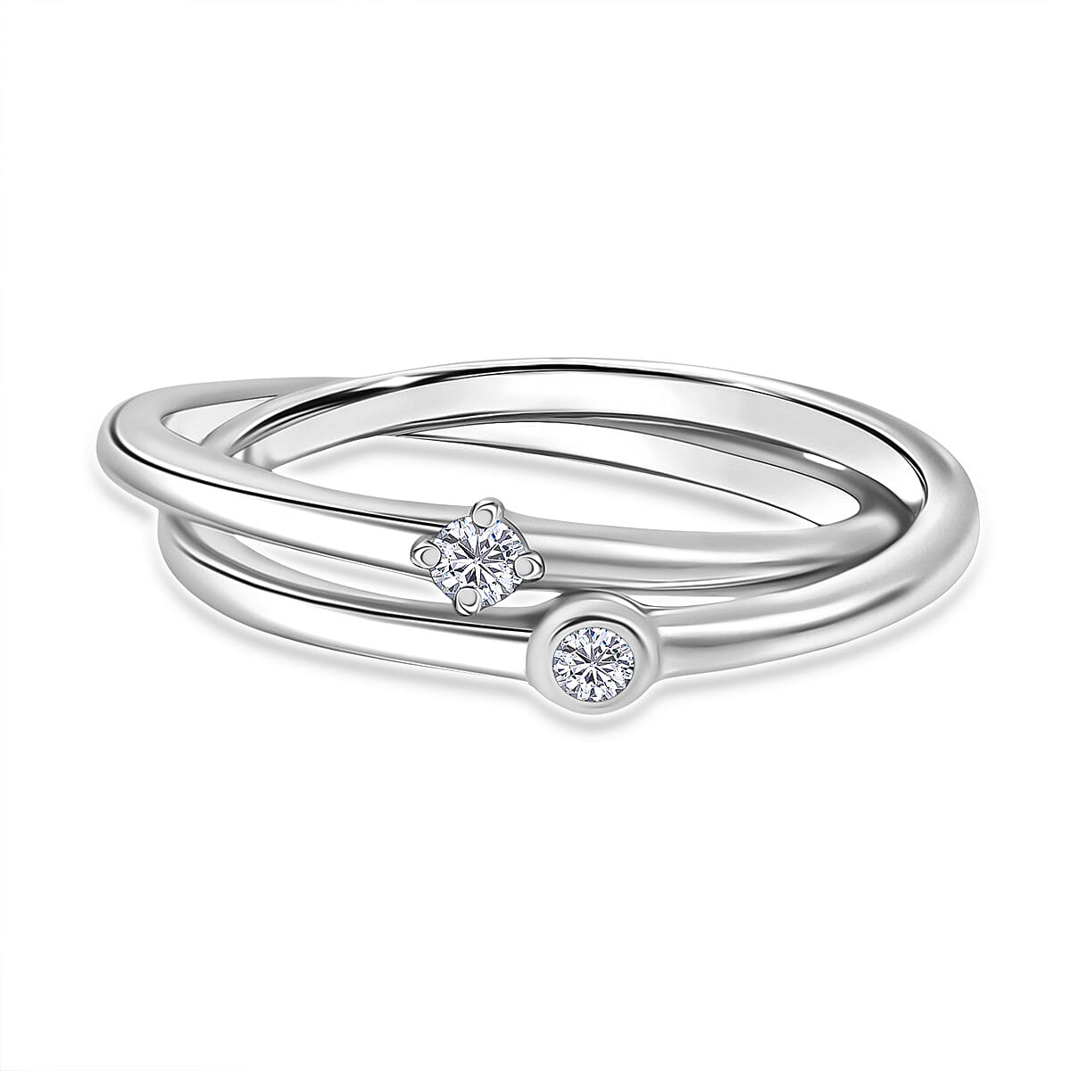 LUXURIANT Lab Grown Diamond Intertwined Ring in Sterling Silver (SI-G-H) V32627321 0