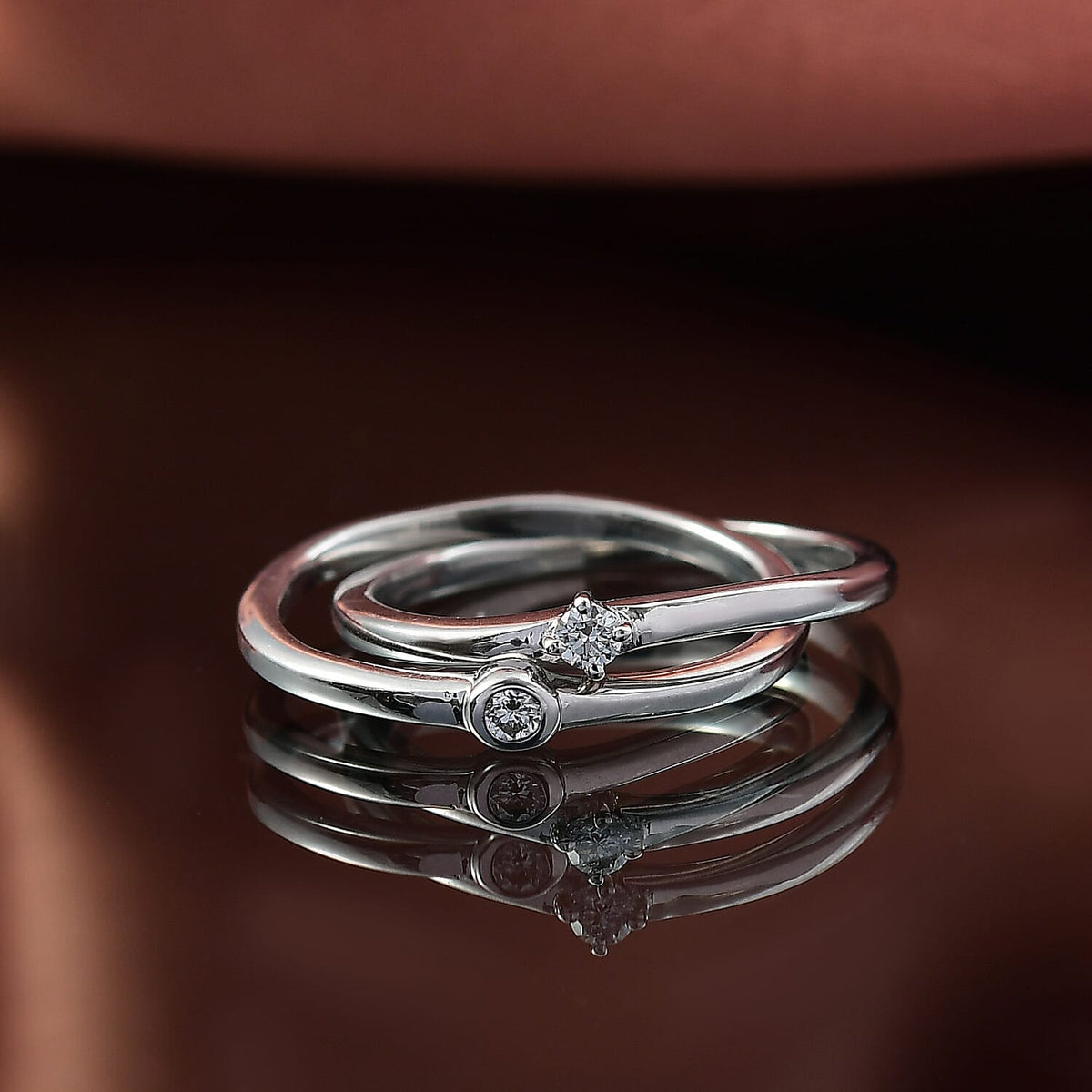 LUXURIANT Lab Grown Diamond Intertwined Ring in Sterling Silver (SI-G-H) V32627321 2