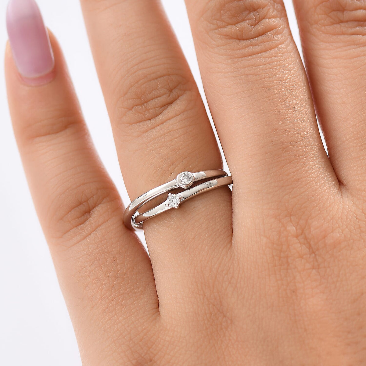 LUXURIANT Lab Grown Diamond Intertwined Ring in Sterling Silver (SI-G-H) V32627321 3