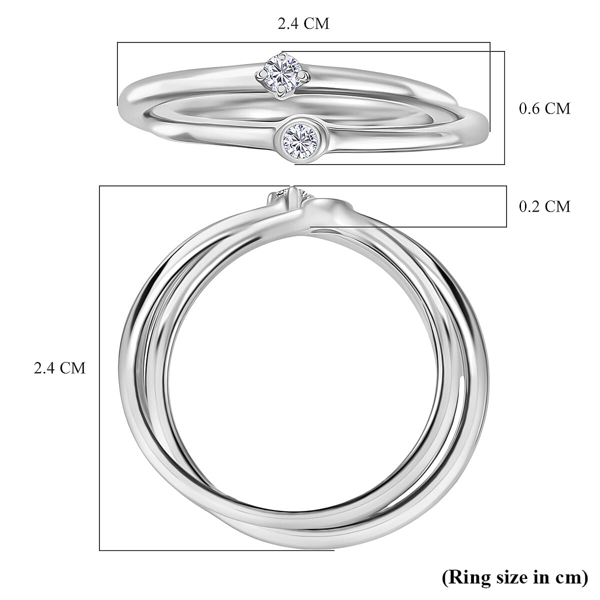 LUXURIANT Lab Grown Diamond Intertwined Ring in Sterling Silver (SI-G-H) V32627321 6