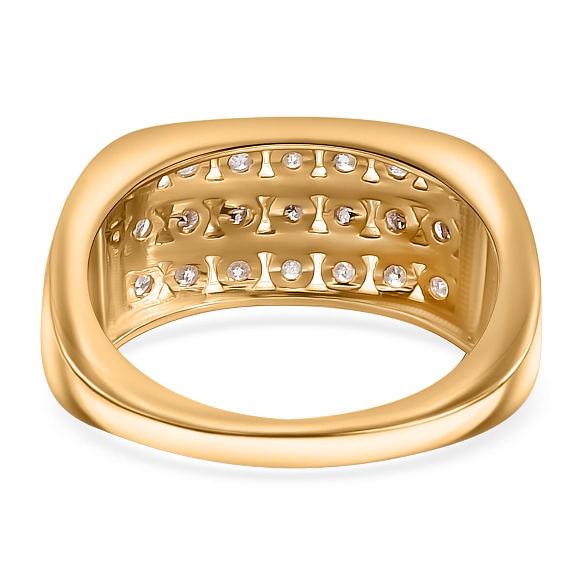 LUXURIANT 1 Ct. Lab Grown Diamond Three Row Ring in Vermeil Yellow Gold Plated Sterling Silver (SI-G-H) V32525833 4