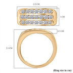 Luxuriant Diamond Three Rows Lab Grown Diamond (SI-G-H) Ring in Vermeil Yellow Gold Plated Sterling Silver 1.00 Ct.