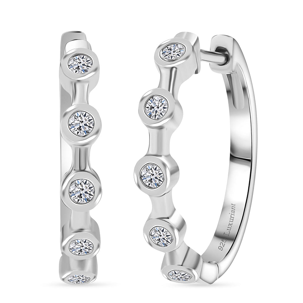 Luxuriant Lab Grown Diamond (SI-GH) Full Hoop Earring in Rhodium Overlay Sterling Silver