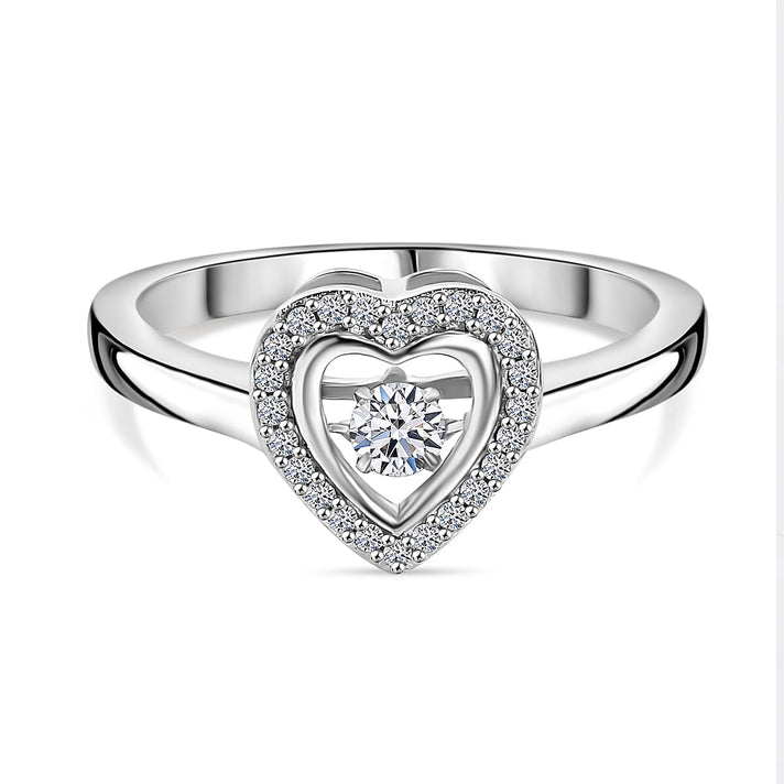 LUXURIANT Lab Grown Diamond Ring in Rhodium Overlay Sterling Silver 0.20 Ct. 8041271 1