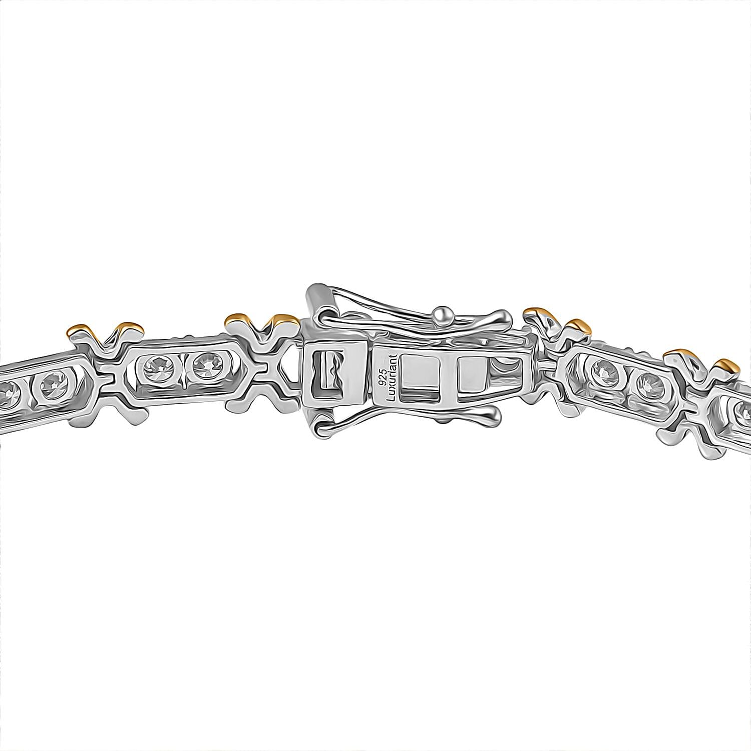 LUXURIANT Lab Grown Diamond (SI G/H) Designer Inspired XO Bracelet (Size 7.5) in 18K Vermeil Yellow Gold Plated and Rhodium Overlay Sterling Silver 3.60 Ct. 8057485 4