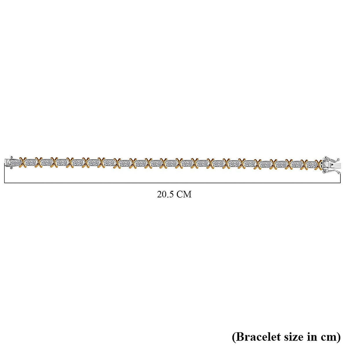 LUXURIANT Lab Grown Diamond (SI G/H) Designer Inspired XO Bracelet (Size 7.5) in 18K Vermeil Yellow Gold Plated and Rhodium Overlay Sterling Silver 3.60 Ct. 8057485 5