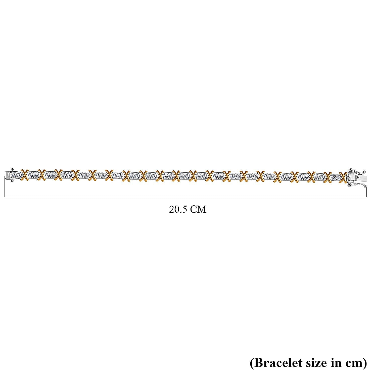 LUXURIANT Lab Grown Diamond (SI G/H) Designer Inspired XO Bracelet (Size 7.5) in 18K Vermeil Yellow Gold Plated and Rhodium Overlay Sterling Silver 3.60 Ct. 8057485 5