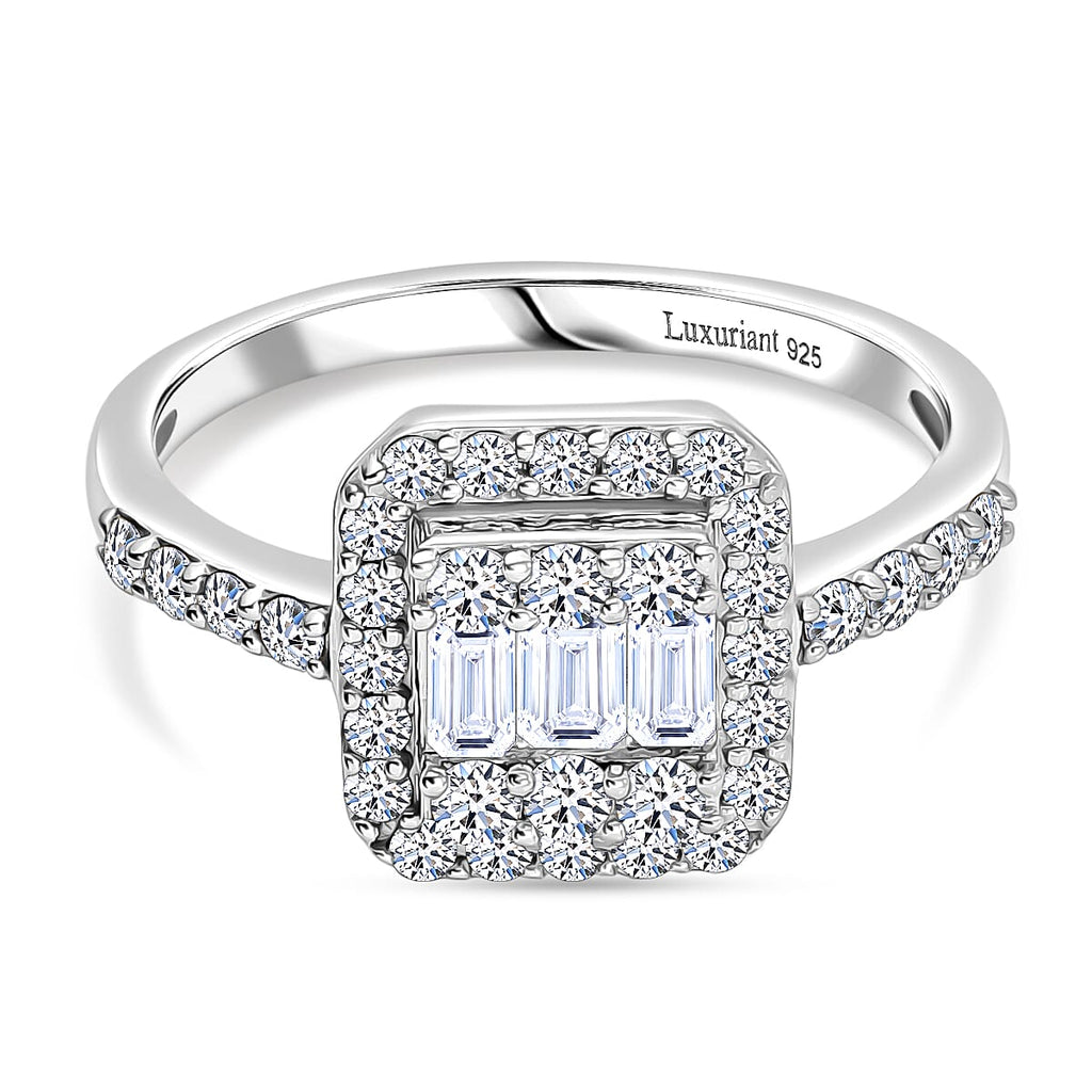 Luxuriant Lab Grown Diamond (SI-GH) Ring in Rhodium Overlay Sterling Silver 1.00 Ct.